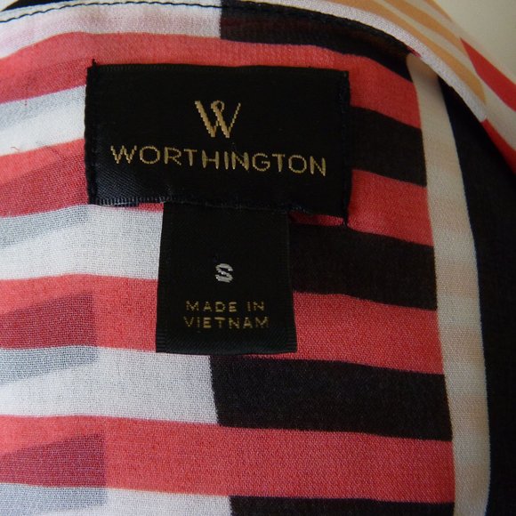 Worthington Layered Striped Blouse - Picture 4 of 7